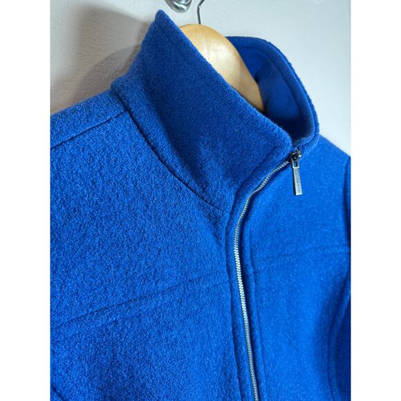 Womens Lands End Wool Blend Coat Jacket Blue Zip Front Size 10 Classic Preppy - Picture 2 of 10